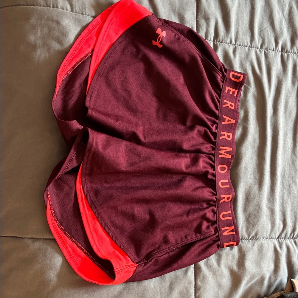 Under Armour Women's Maroon and Bright Red Athletic Shorts